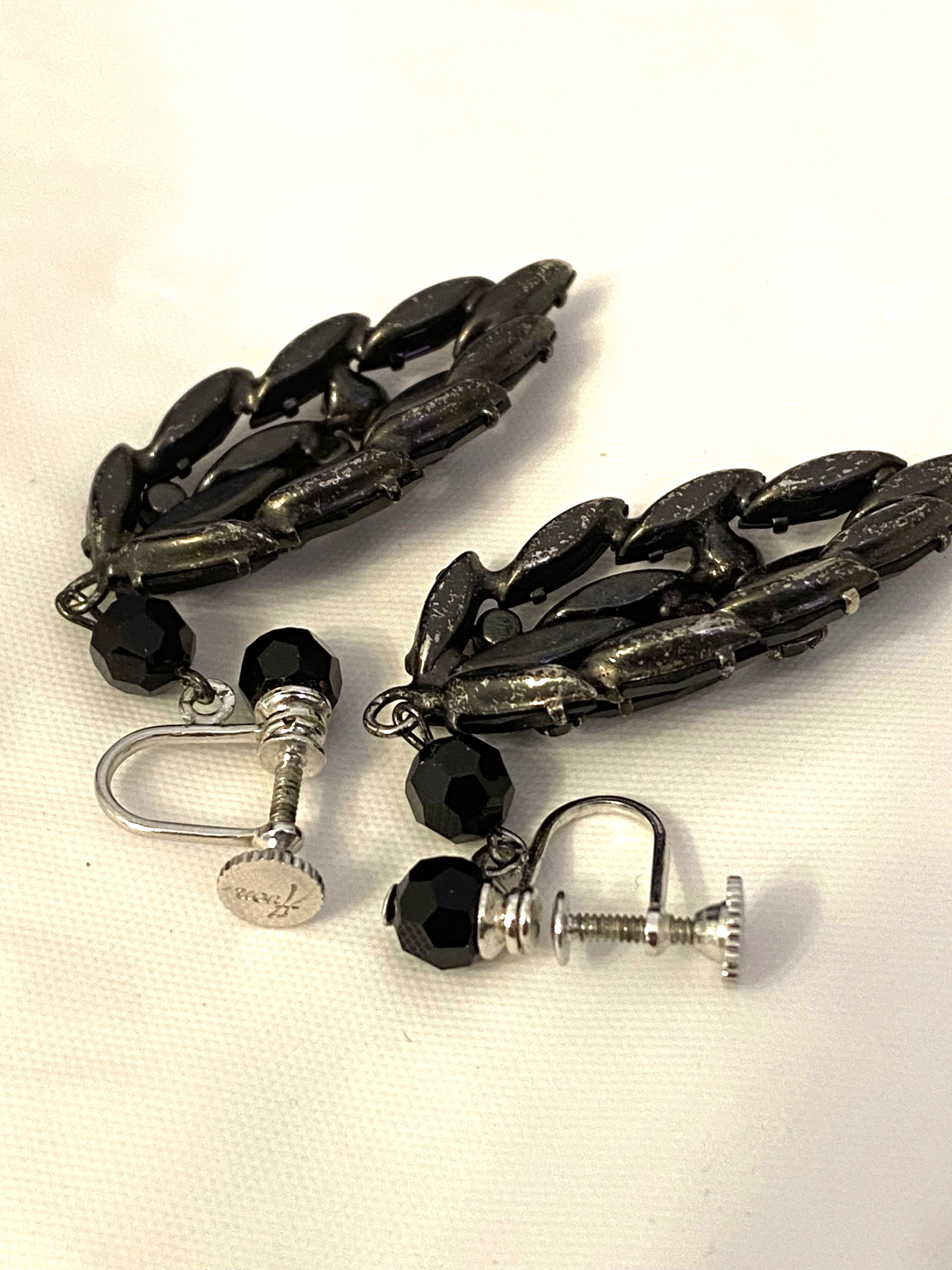 Gorgeous Vintage Avon of Belleville Black Screwback Earrings - 1950s, Boucher Designer - Peppermint-Twist-Vintage.com