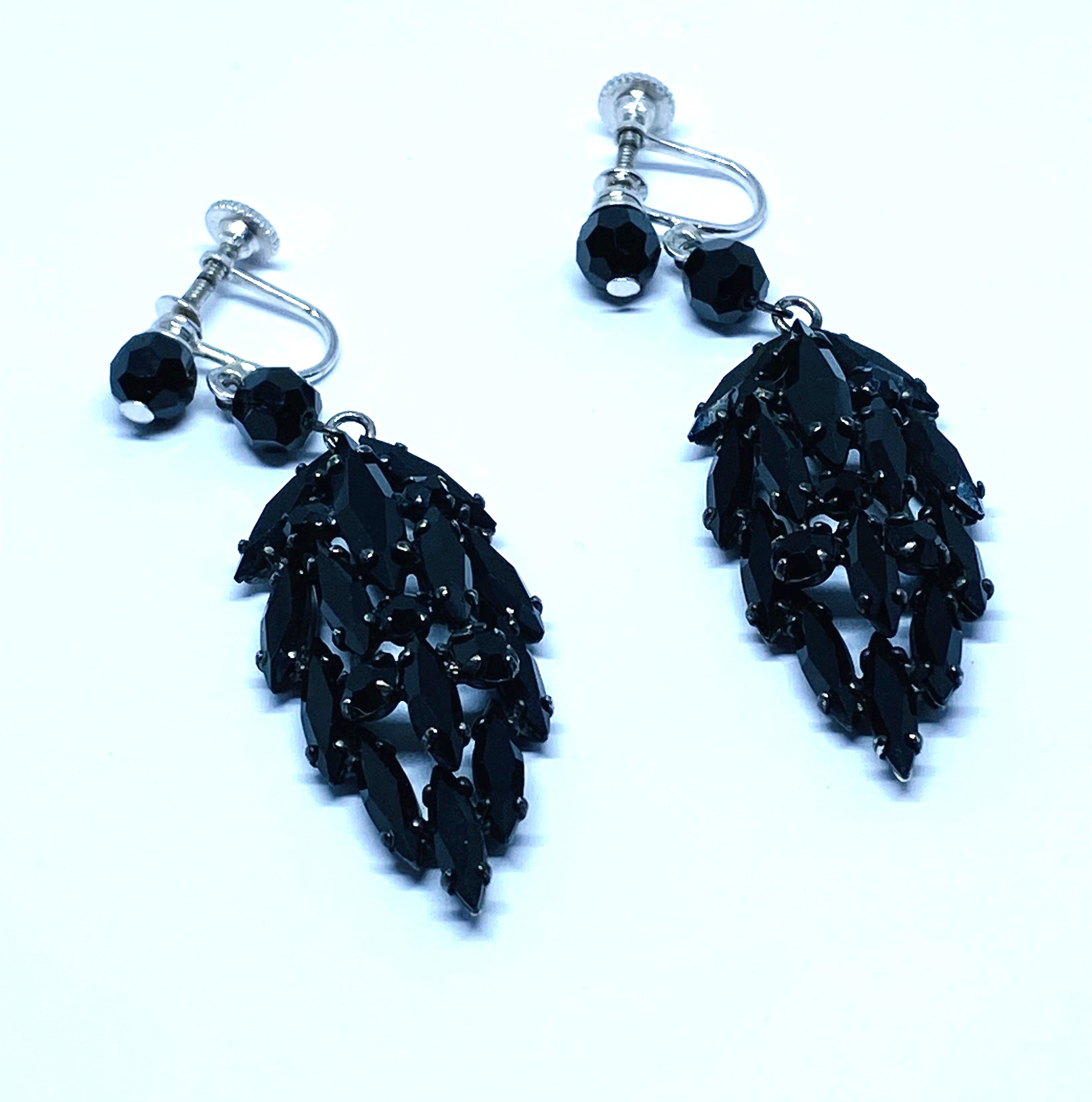 Gorgeous Vintage Avon of Belleville Black Screwback Earrings - 1950s, Boucher Designer - Peppermint-Twist-Vintage.com
