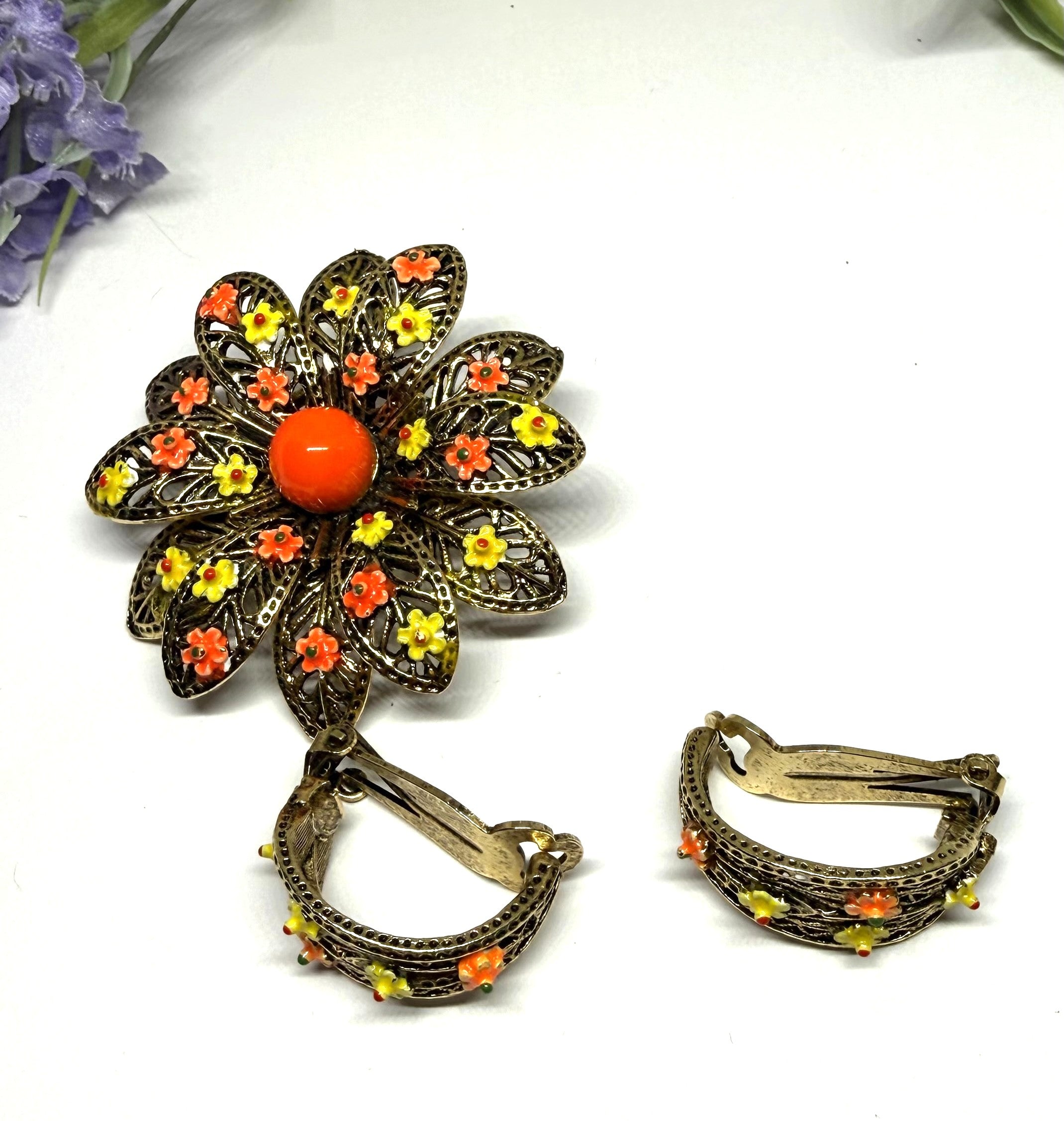 1960s ART (Arthur Pepper) Vintage Brooch and Matching Earrings