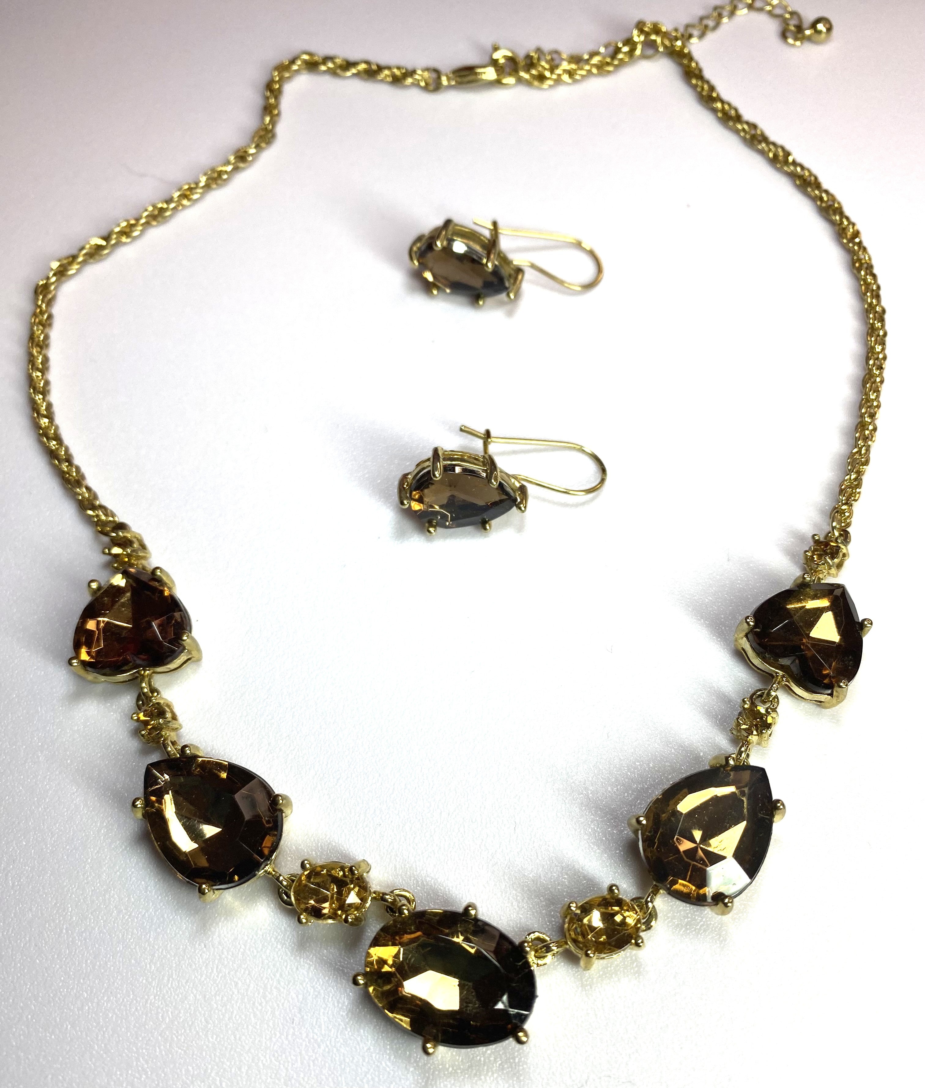 Avon - In Box, Topax Jewelry Set - Pierced Earrings and Neckalce