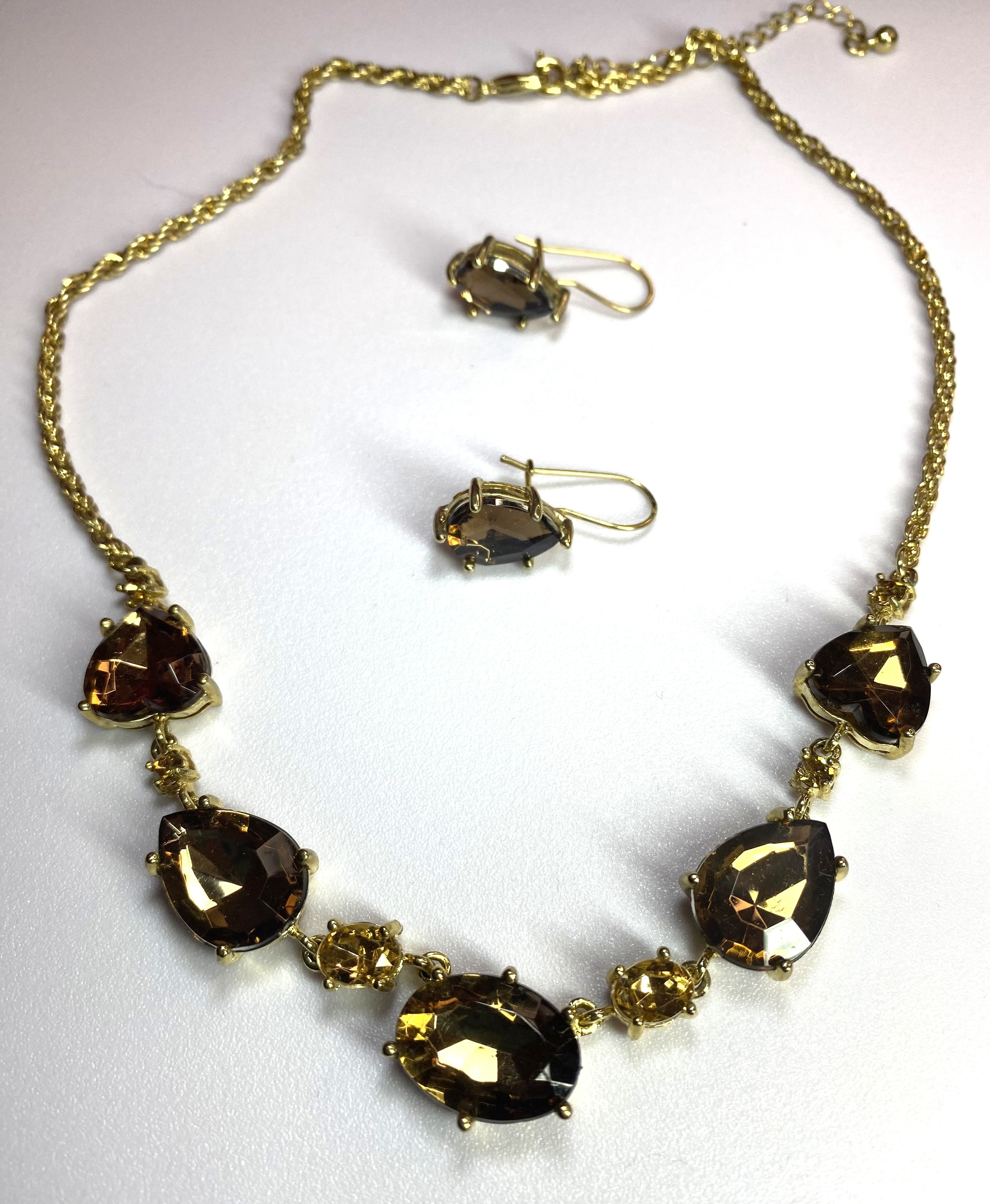 Avon - In Box, Topax Jewelry Set - Pierced Earrings and Neckalce