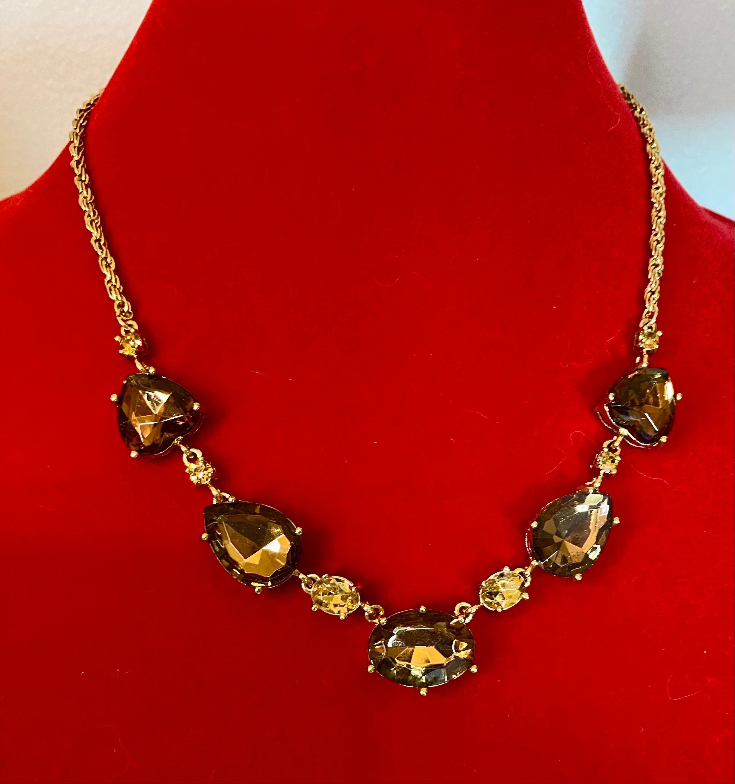 Avon - In Box, Topax Jewelry Set - Pierced Earrings and Neckalce