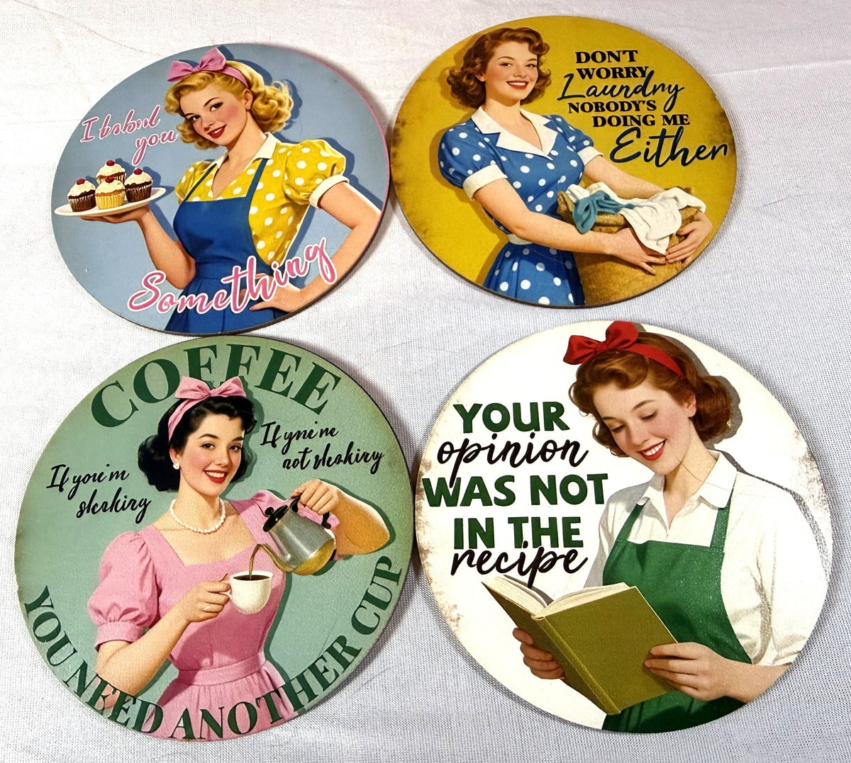 Vintage Coaster Set- 4 with holder