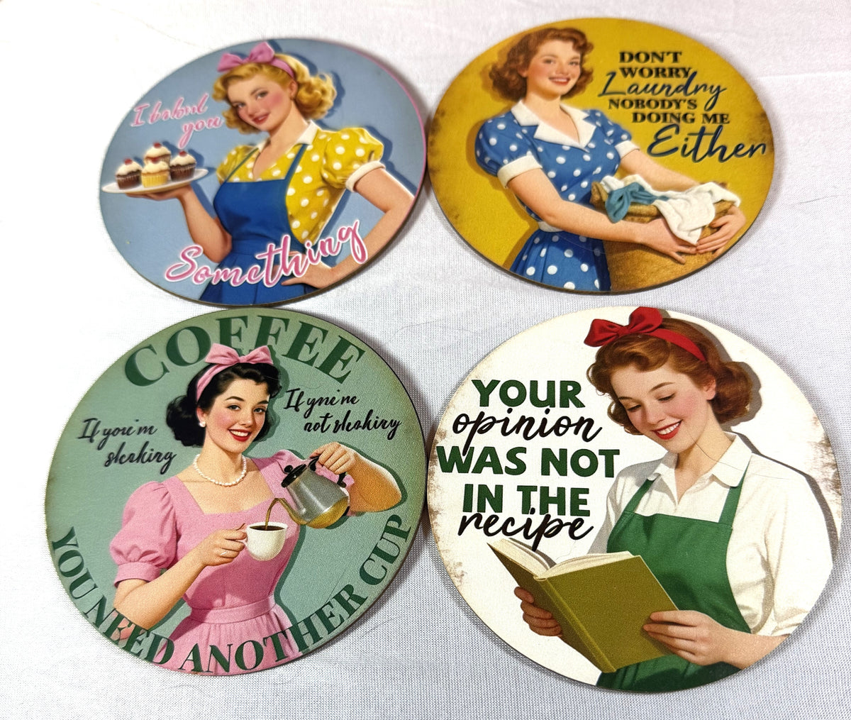 Vintage Coaster Set- 4 with holder