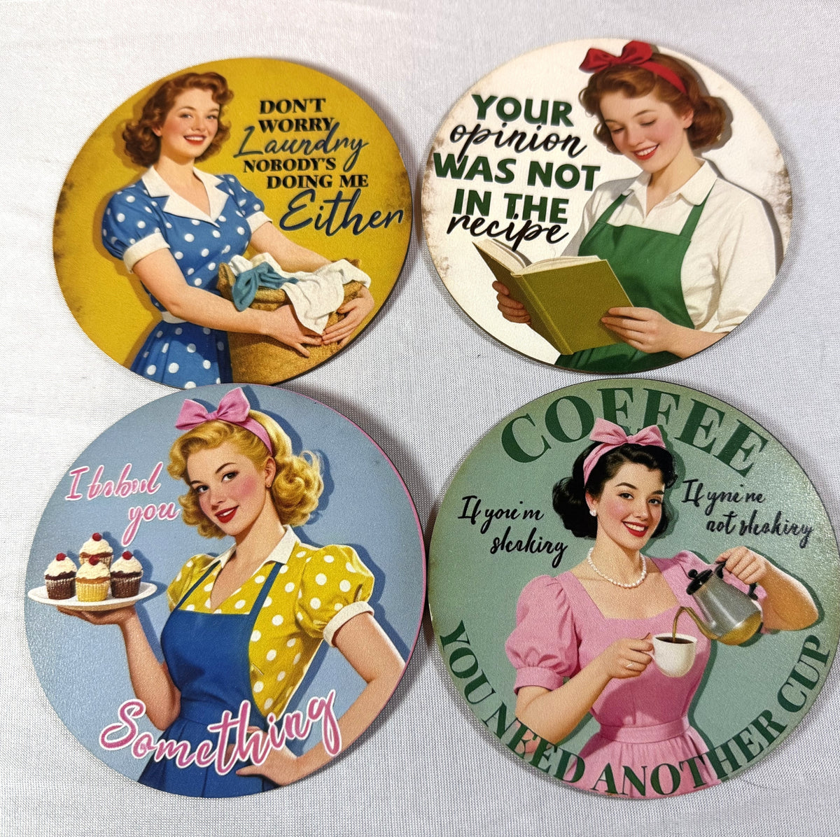 Vintage Coaster Set- 4 with holder