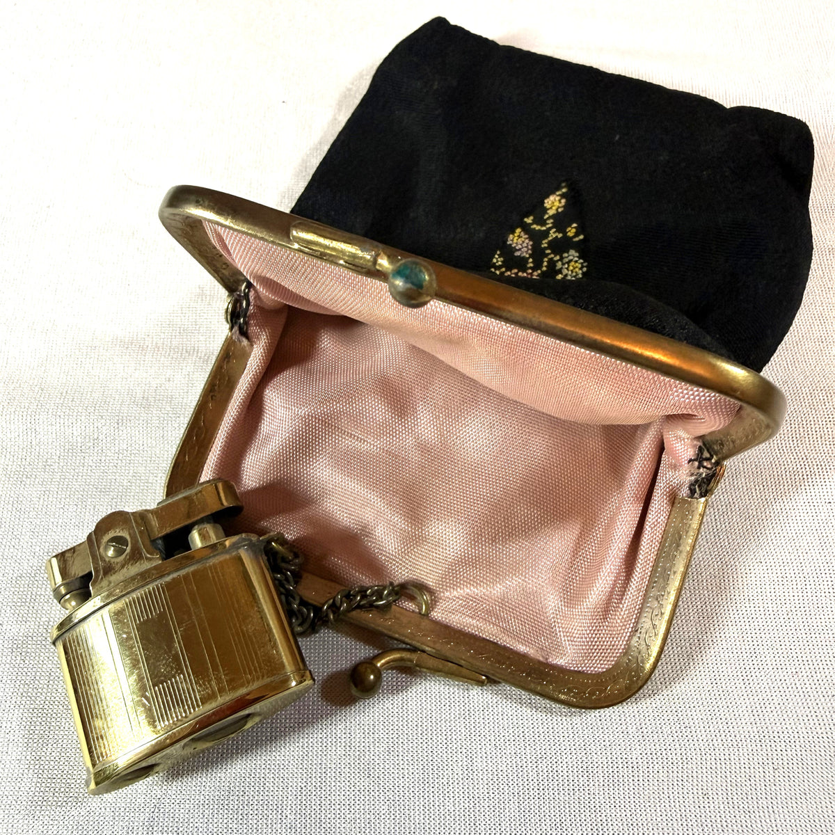 Rare One of a Kind - Late 1930s or 1940s Cigarette Purse and attaching lighter