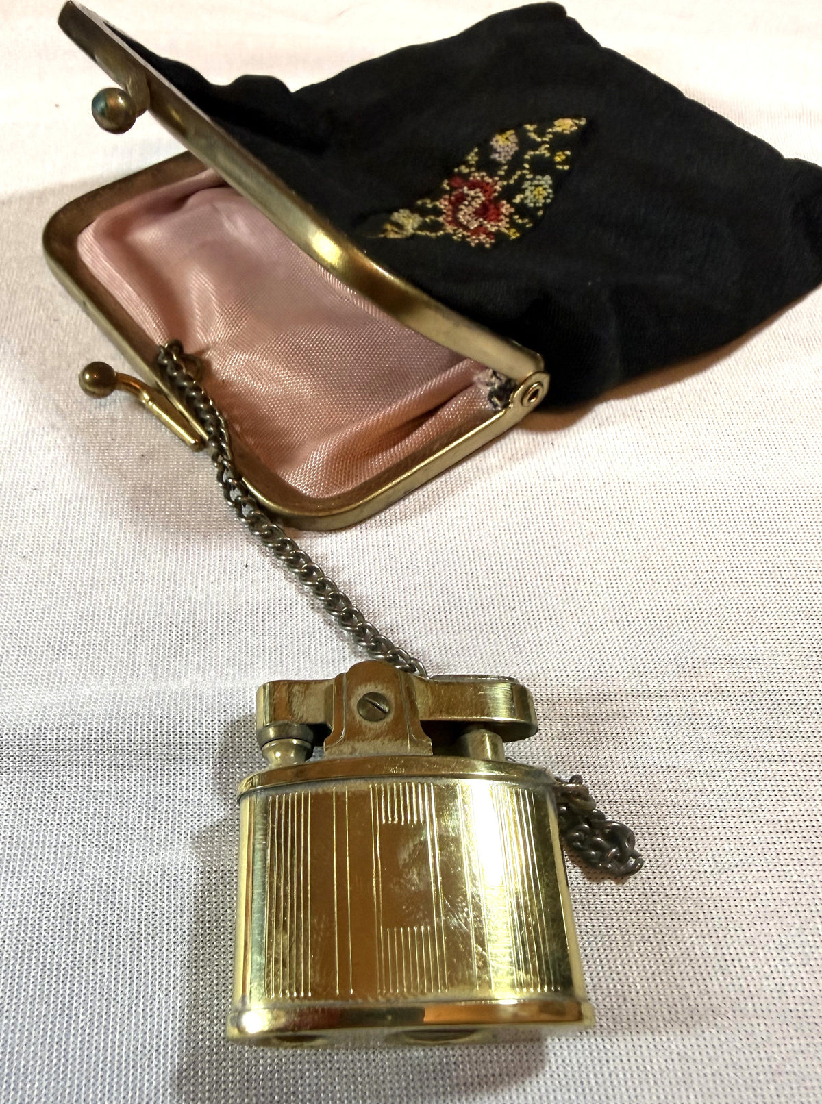 Rare One of a Kind - Late 1930s or 1940s Cigarette Purse and attaching lighter