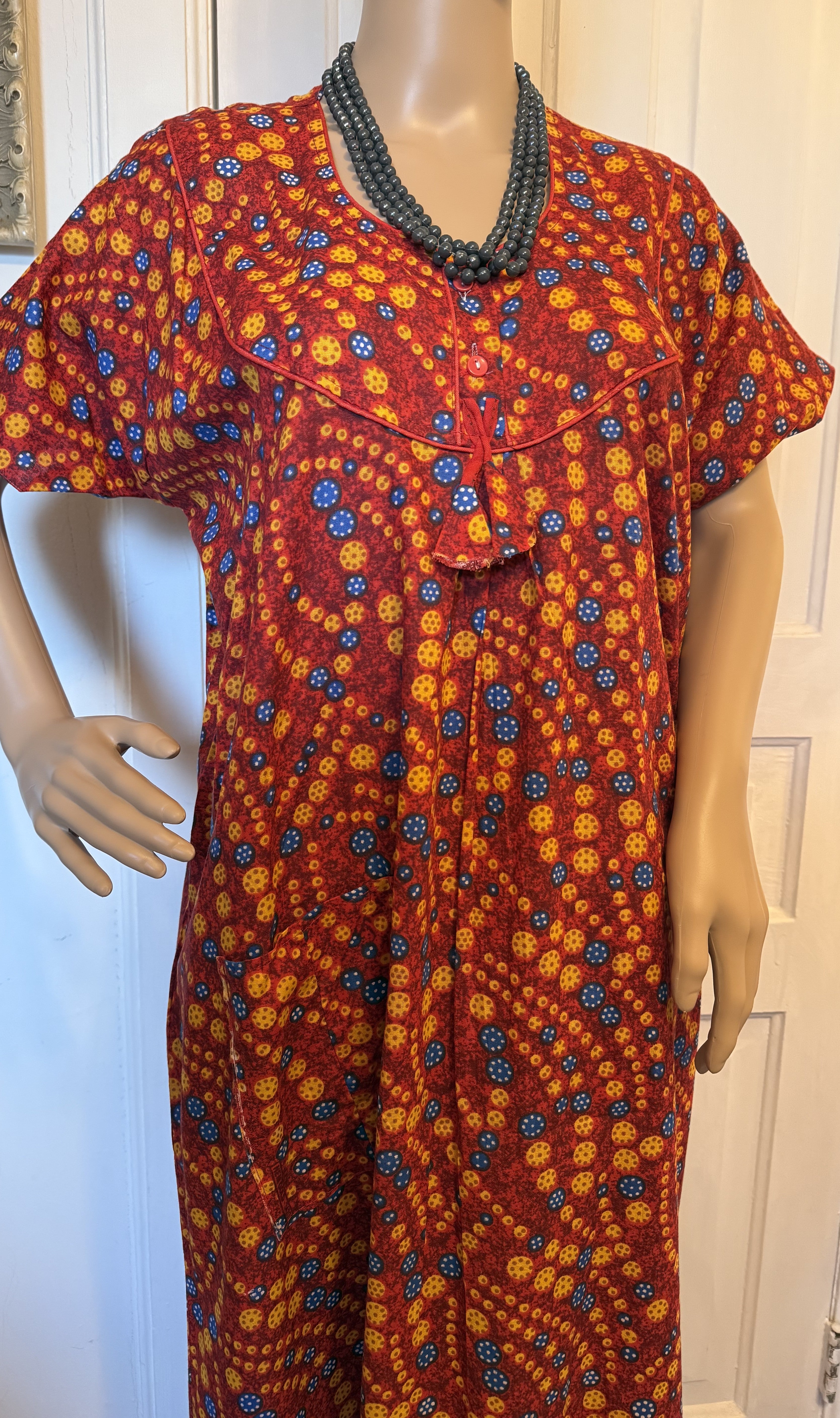 Pink, Yellow and Blue Floral Kaftan, Made in India, L- XL