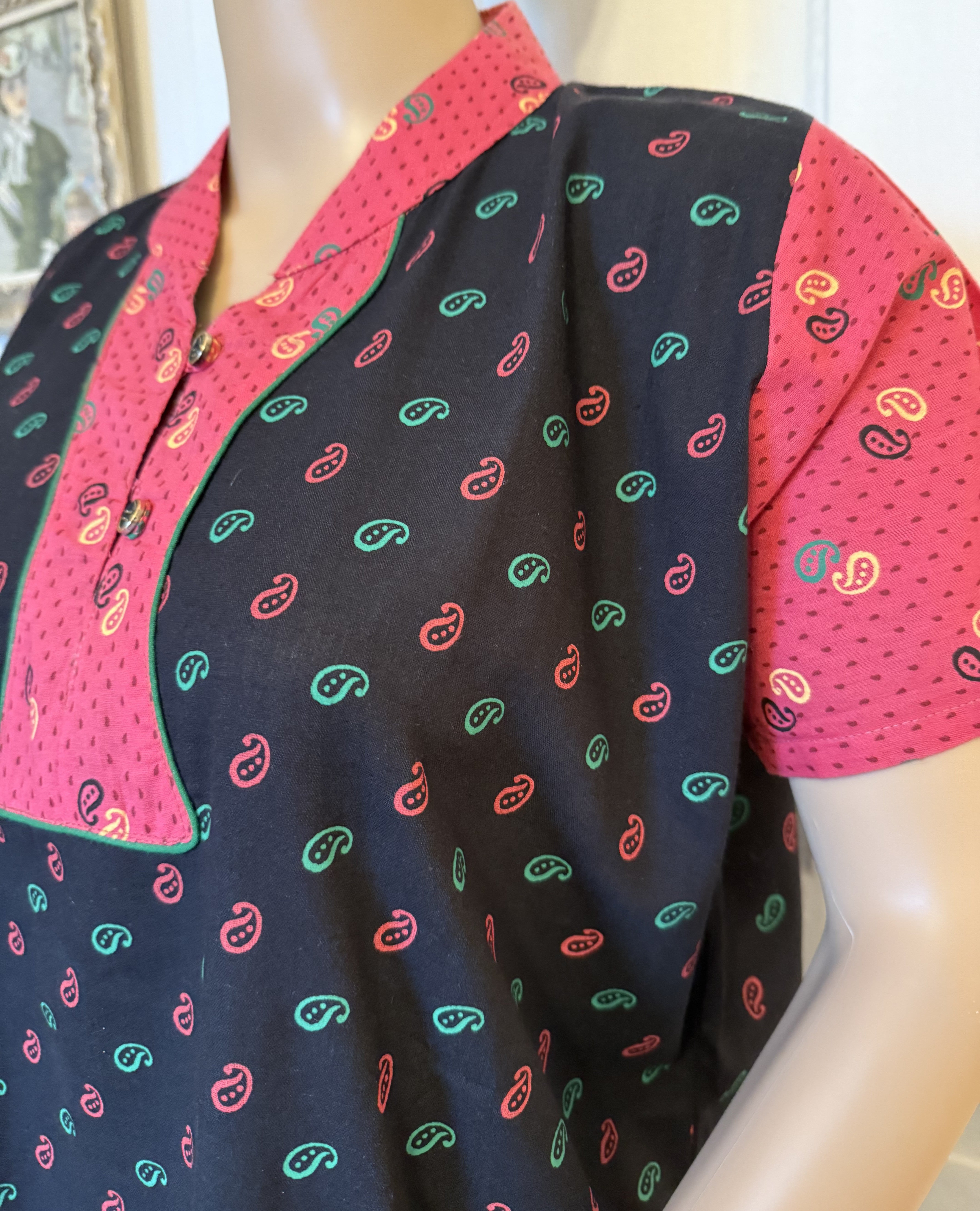 Pink and Black Patterned Kaftan, Size L