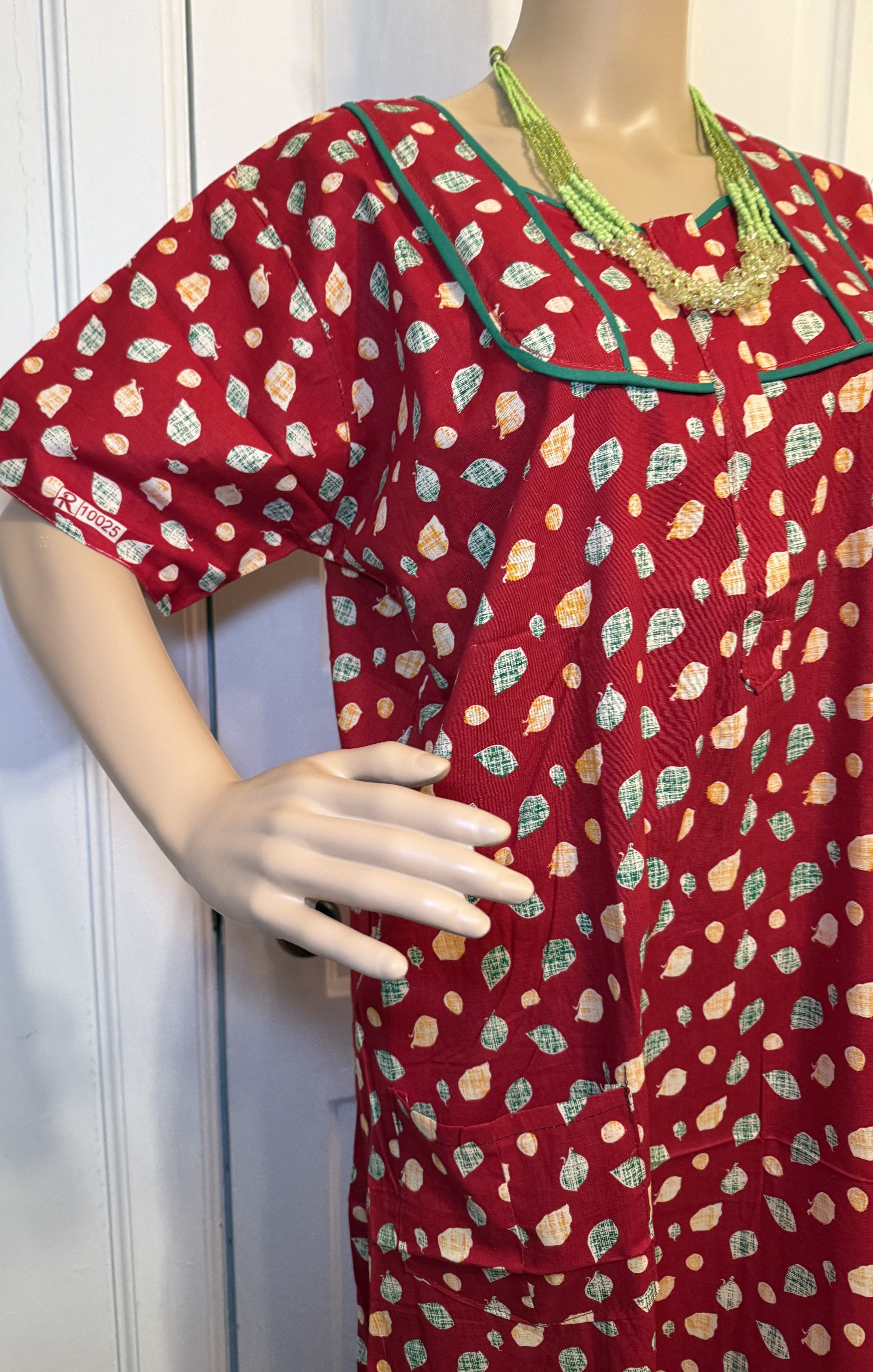 Red Patterned Kaftan, Size M-L