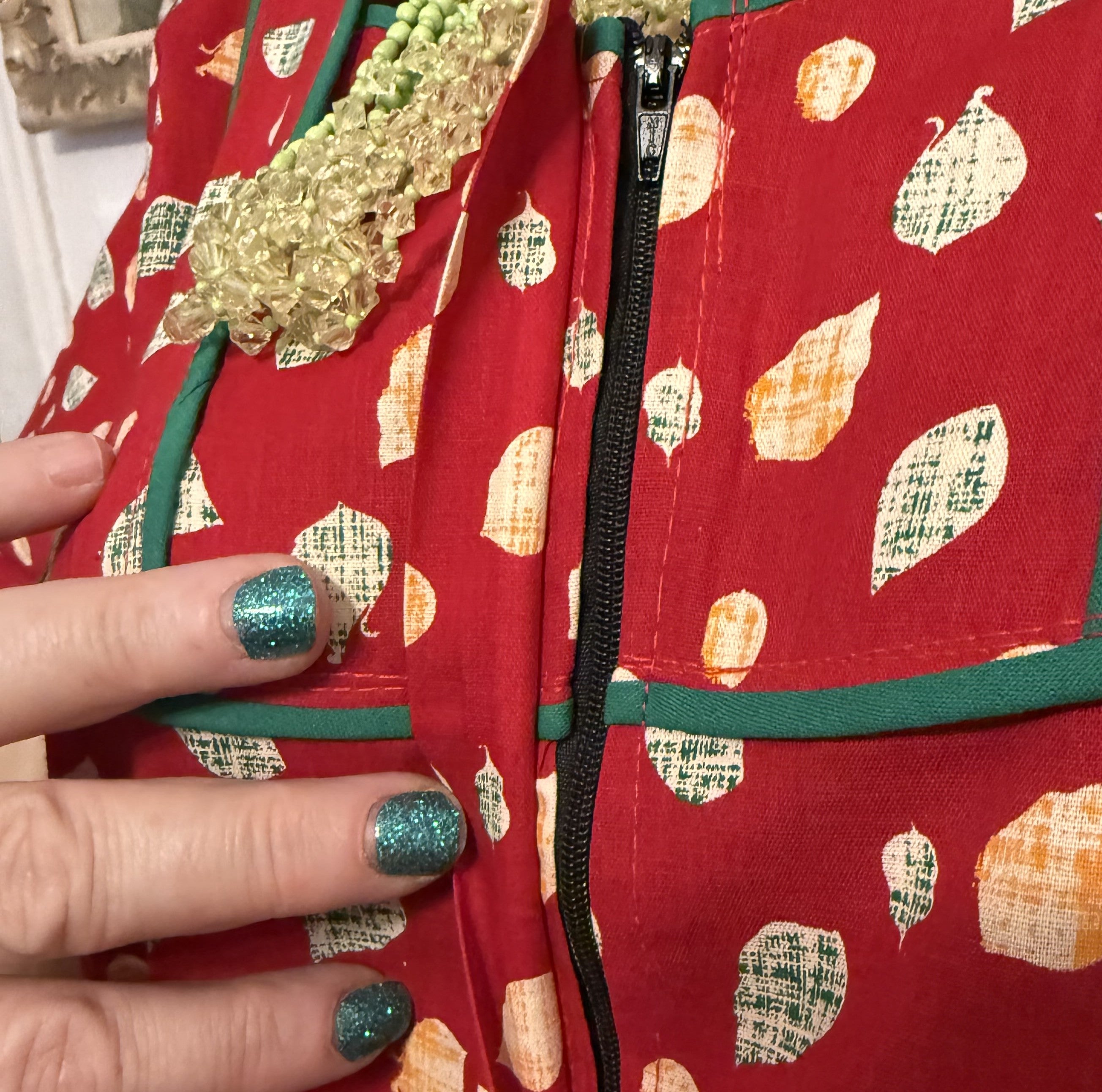 Red Patterned Kaftan, Size M-L