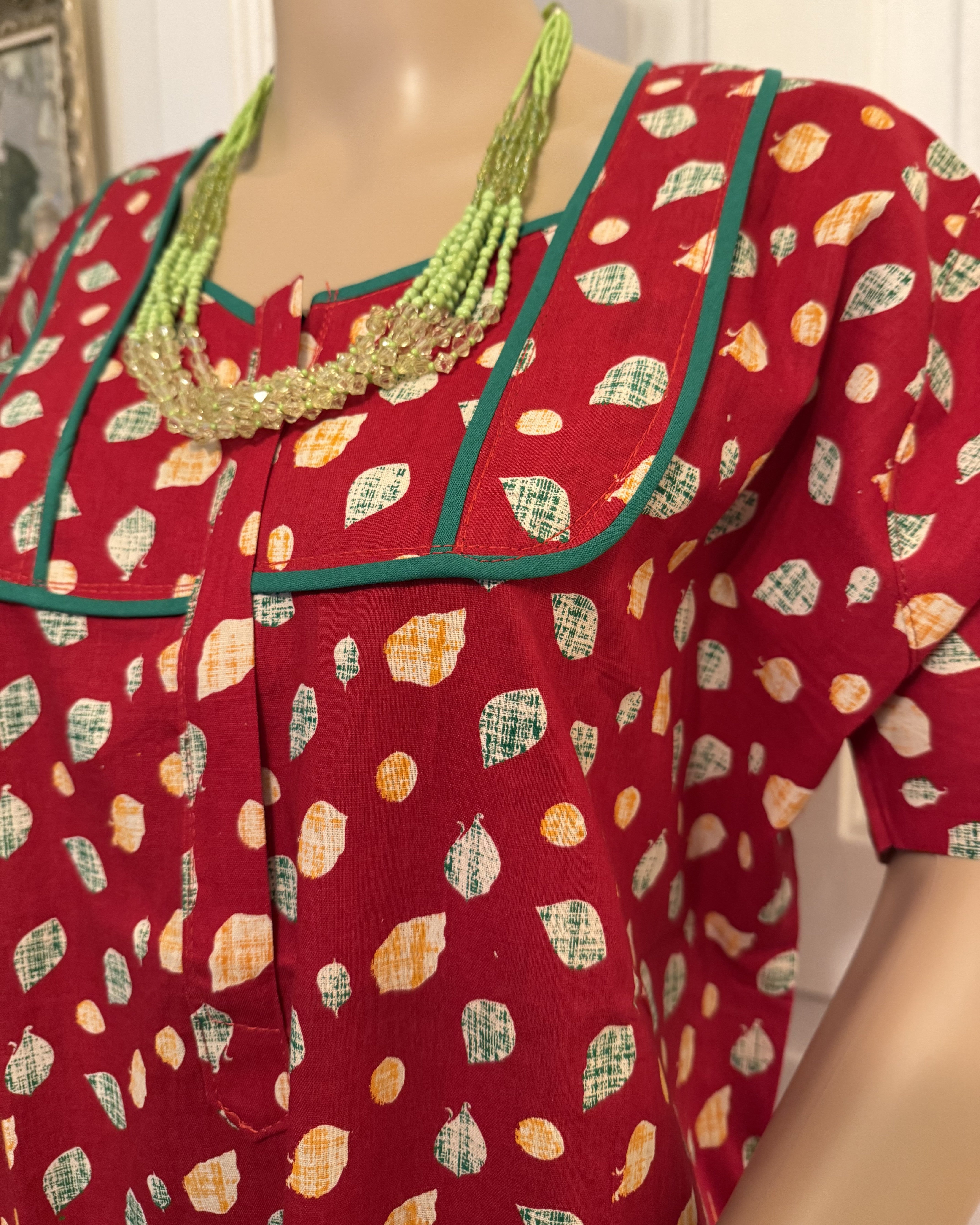 Red Patterned Kaftan, Size M-L