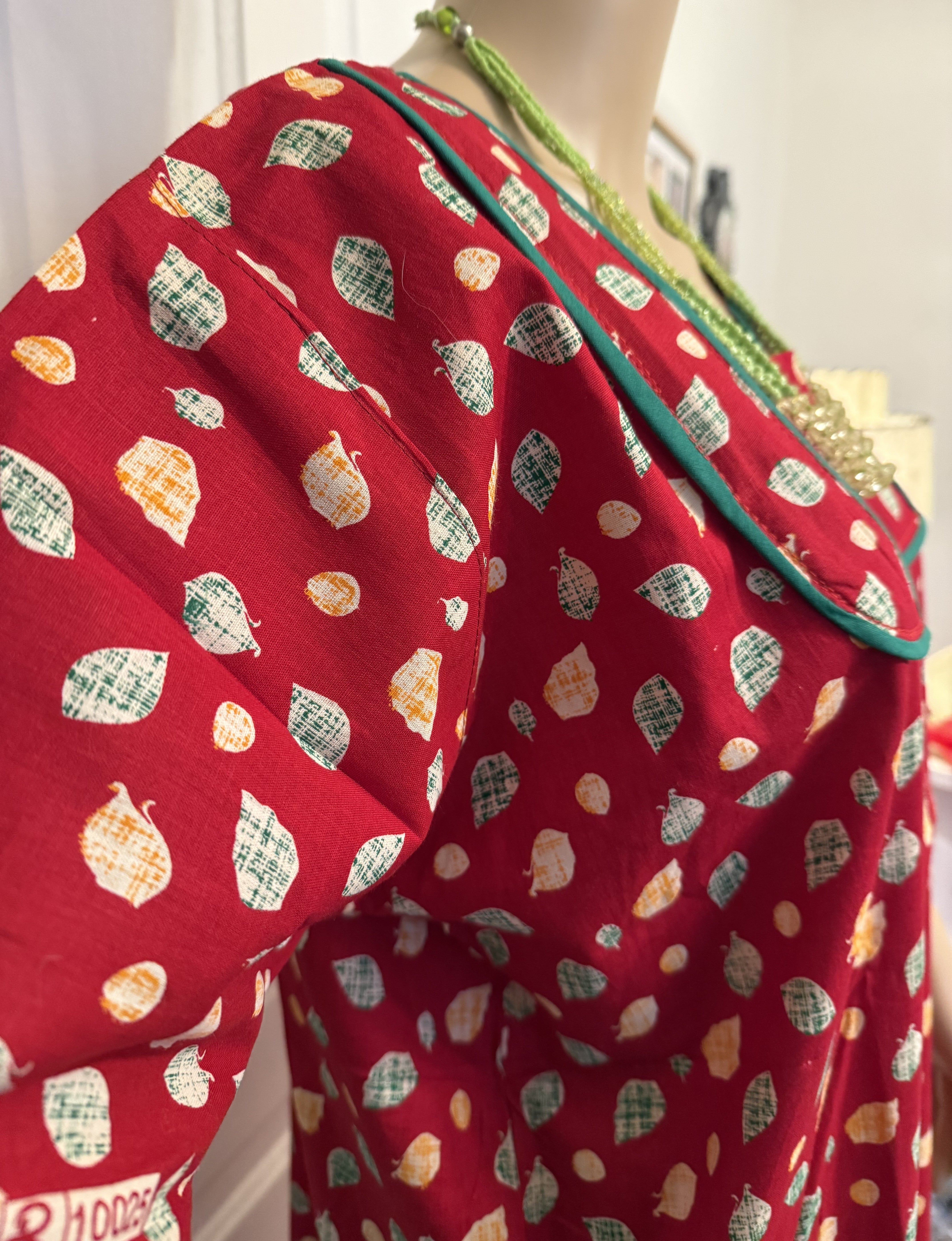 Red Patterned Kaftan, Size M-L