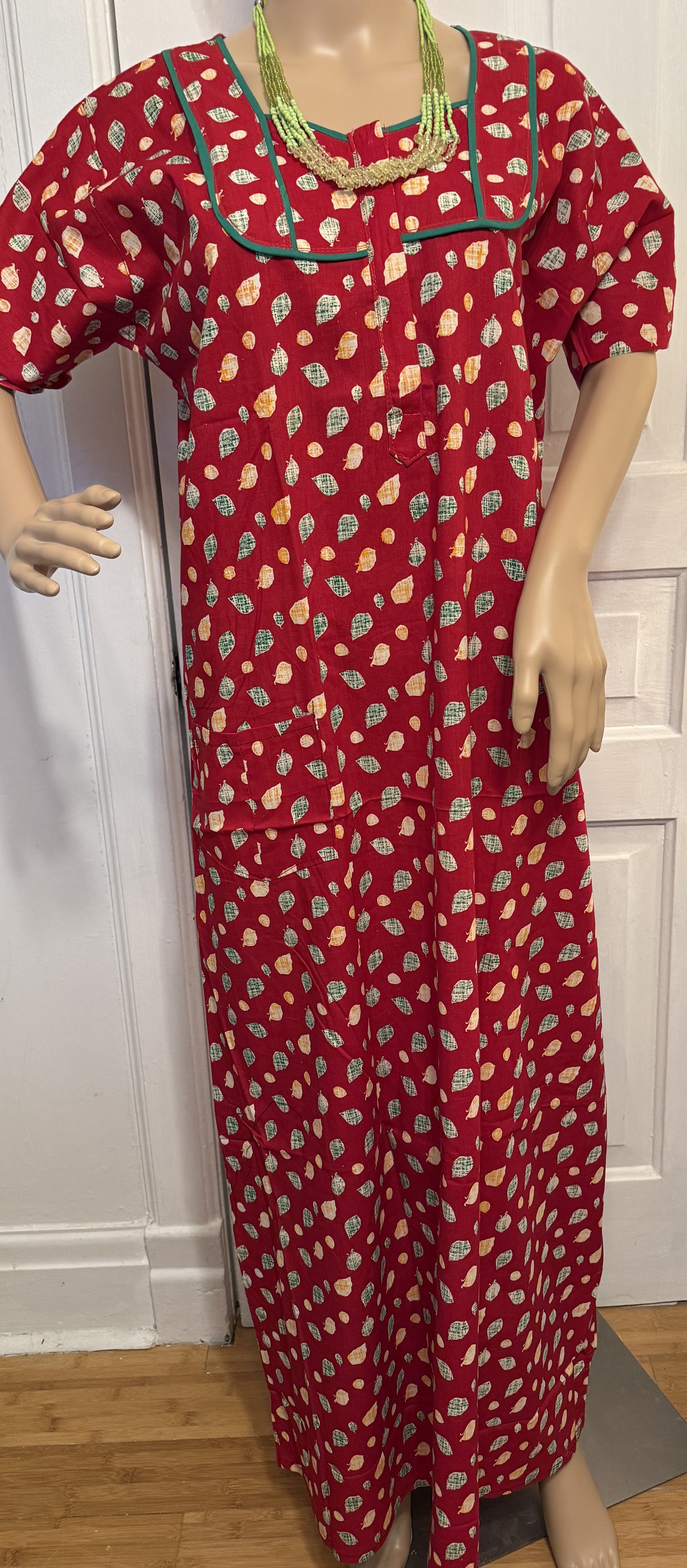 Red Patterned Kaftan, Size M-L