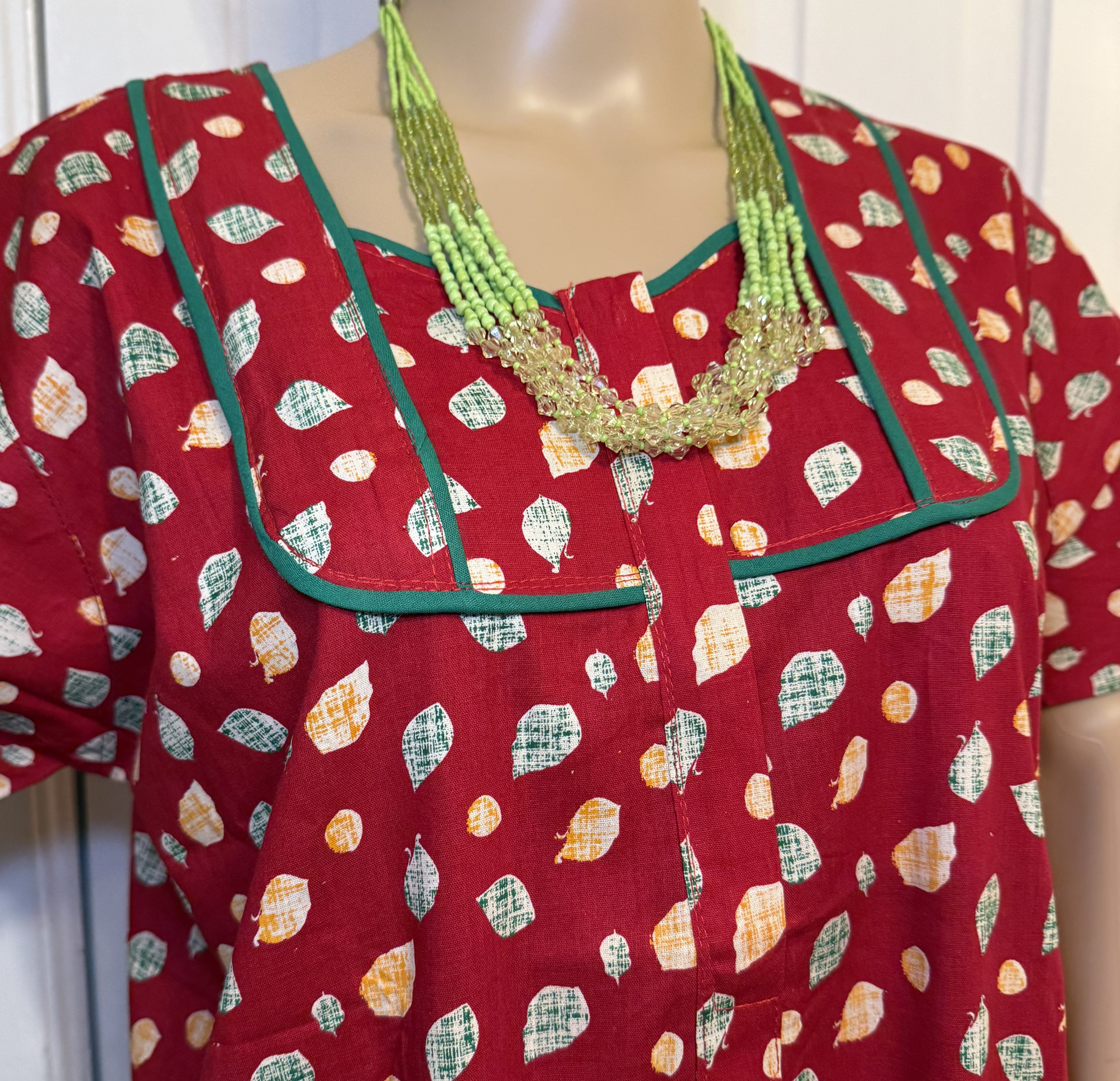 Red Patterned Kaftan, Size M-L