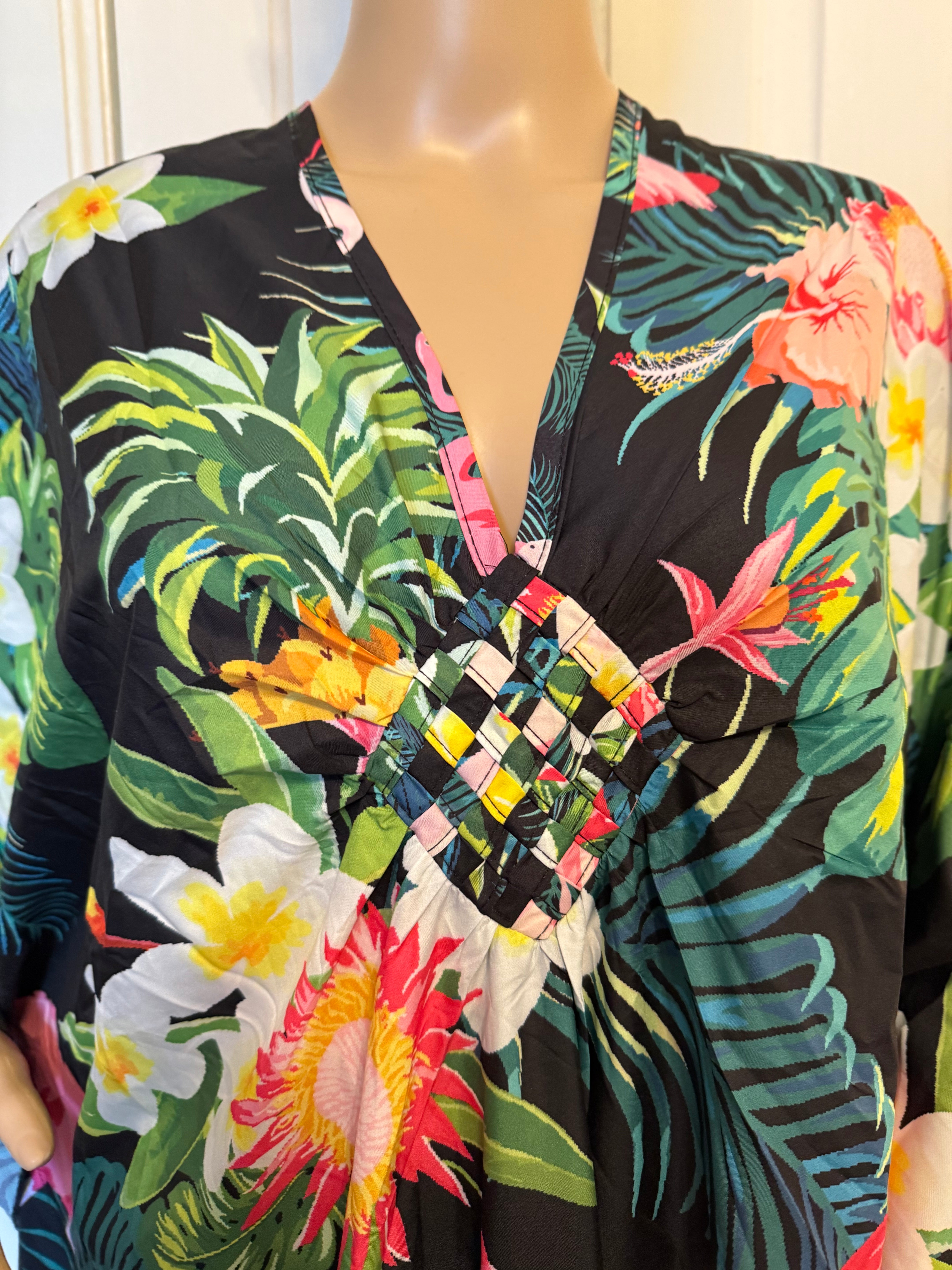 Floral Patterned Kaftan, Size  Free