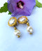 Kate Hinds, Fresh Water Pearl and Gold Dangle Clip-On Earrings