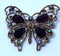 Gorgeous Goldtone Purple Black Rhinestone Butterfly Brooch - STUNNING