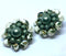 Large Vintage, 1940s or 1950 Cluster, Clip-on Earrings, Stunning Green, Gold and White