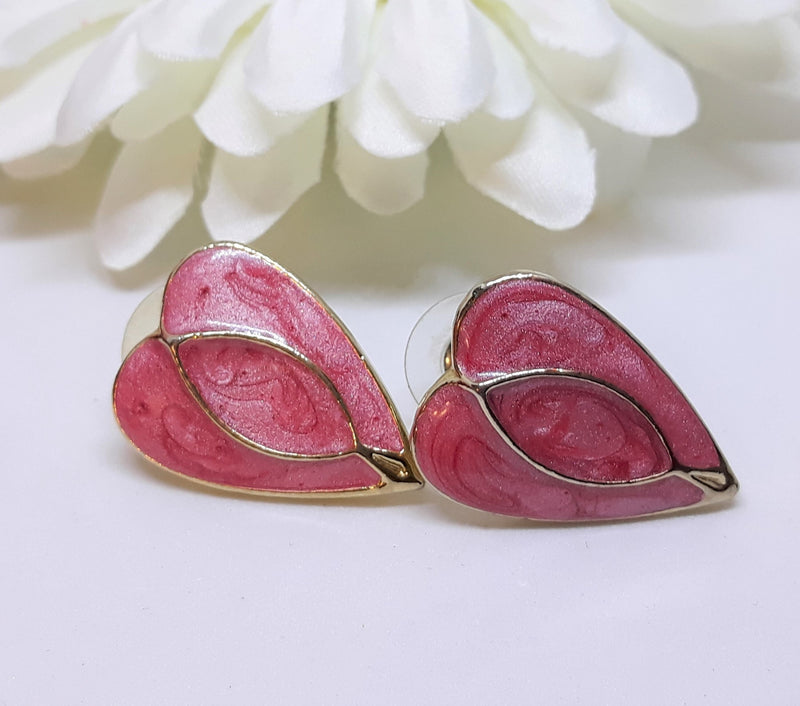 Red Heart Metal Earrings - Pierced, 1960s-70s