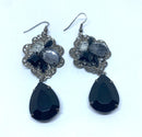 Vintage Inspired Goth, Dangle Earrings - Pierced. Goth, Victorian Style, Black, Lucite and Silvertone