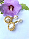 Kate Hinds, Fresh Water Pearl and Gold Dangle Clip-On Earrings