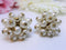 Large White and Gold Tone Vintage Cluster Earrings, 1.5 inches