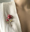 Stunning Rose Brooch, Vintage with Rhinestones