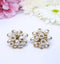 Large White and Gold Tone Vintage Cluster Earrings, 1.5 inches