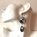 Vintage Inspired Goth, Dangle Earrings - Pierced. Goth, Victorian Style, Black, Lucite and Silvertone