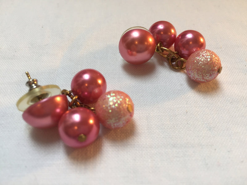 Stunning, Pink Dangle Pierced Earrings - Festive, Shades of Pink, Sparkly