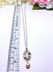 Silvertone Floral Pendant with Rhinestones and Simulated Antique Pearl with Necklace