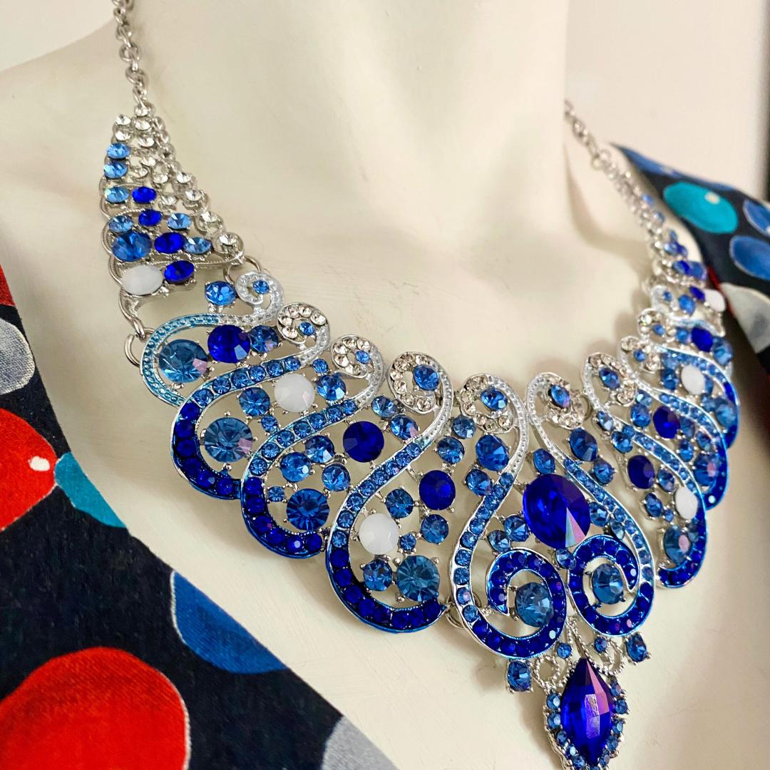 Stunning Statement Princess Bib Necklace & Earrings Set - Hollywood Glamour - Formal Wear - Glam, Mad Men, Cleopatra Style, Vintage wedding