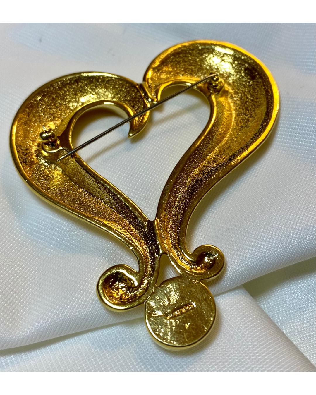Large Goldtone Vintage Avon Heart Brooch with Faux Pearl, 3  inches, Valentine Gift - Peppermint-Twist-Vintage.com