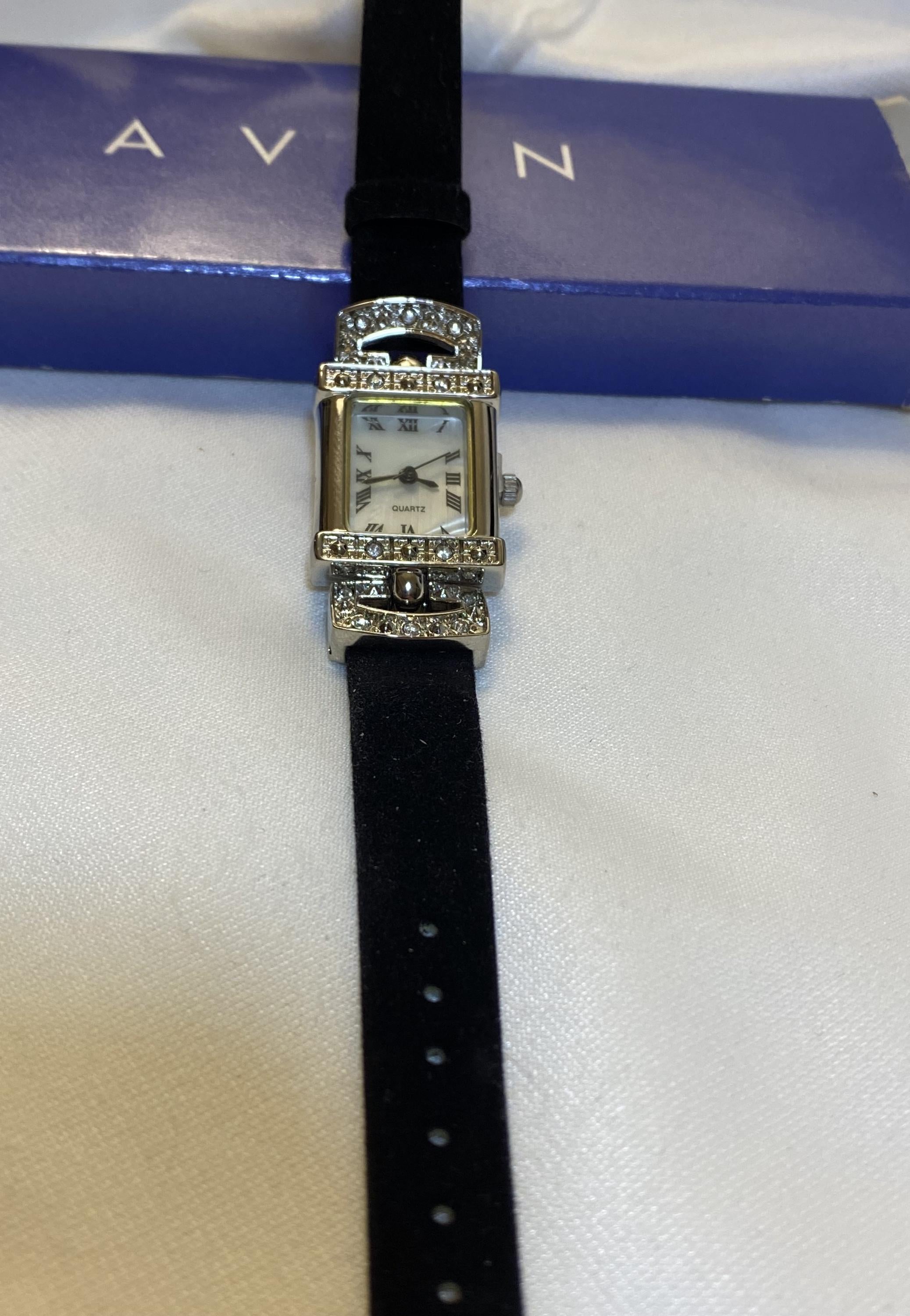 Avon, Gorgeous Rhinestone Accent Ladies Watch, New in Box (Deadstock), Vintage FSC 17312-1 - Peppermint-Twist-Vintage.com