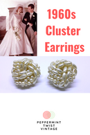 Gorgeous Large, 1960s White Cluster Earrings - Ideal for Parties and Wedding, Faux Pearl