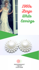 Large 1960s White Pearl and Lucite Clip-on Earrings - Ideal for a Vintage Themed Wedding