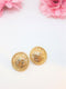 Vintage Round Floral Gold Tone Design Clip-on Earrings - 1960-70s. Gorgeous