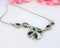 Sterling Silver, Green Rhinestone Marquis Stone, Princess Necklace