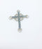 Stunning Silver and Turquoise Rhinestone Cross Pendant