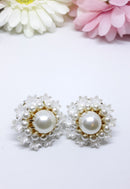 Large 1960s White and Gold Earrings - Mint Condition