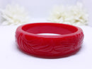 Vintage Inspired, One Inch Red Carved Tiki Bangle, 1940s Inspired - NEW - 1 Inch Width