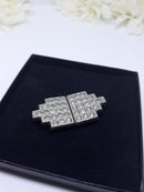 Vintage Rhinestone Belt Clip - Buckle Silver and Rhinestone - Ornate Pattern for 3/4 inch belt