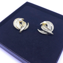 BSK Signed Gold Tone with Pearl, 1960s Clip-on Earrings