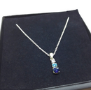 Gorgeous Blue Rhinestone Pendant and Silvertone Necklace