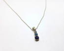 Gorgeous Blue Rhinestone Pendant and Silvertone Necklace