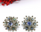 Blue Rhinestone and Silver Clip-on Earrings - Snowflake/Starburst