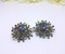 Blue Rhinestone and Silver Clip-on Earrings - Snowflake/Starburst