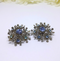 Blue Rhinestone and Silver Clip-on Earrings - Snowflake/Starburst