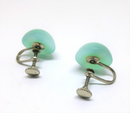 Gorgeous Light Blue - Teal Thermoset Button Earrings - Screwbacks - 1950s